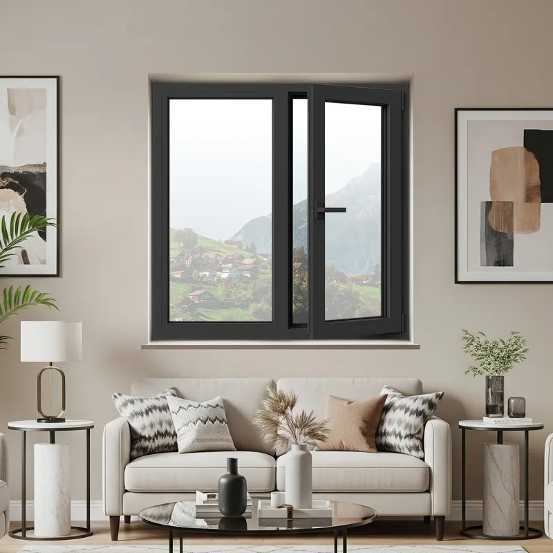 Fereastra pvc termopan gri antracit Aplast in ambient